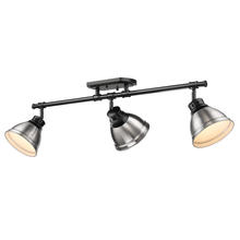 Golden 3602-3SF BLK-PW - Shepard 3-Light Flush Mount in Modern Brass with Russet Clay