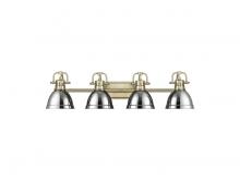 Golden 3602-BA4 AB-CH - Duncan 4-Light Bath Vanity in Aged Brass with Chrome