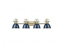 Golden 3602-BA4 AB-NVY - Duncan 4-Light Bath Vanity in Aged Brass with Matte Navy