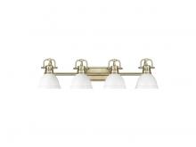 Golden 3602-BA4 AB-WHT - Duncan 4-Light Bath Vanity in Aged Brass with Matte White