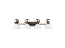 Golden 3602-BA4 RBZ-WH - Duncan 4-Light Bath Vanity in Rubbed Bronze with White
