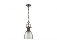 Golden 3602-S RBZ-PW - Duncan Small Pendant with Chain in Rubbed Bronze with Pewter