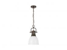 Golden 3602-S RBZ-WHT - Duncan Small Pendant with Chain in Rubbed Bronze with Matte White
