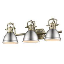 Golden 3602-BA3 AB-PW - Duncan 3-Light Bath Vanity in Aged Brass with Pewter