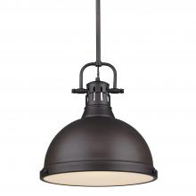 Golden 3604-L RBZ-RBZ - Duncan 1 Light Pendant with Rod in Rubbed Bronze with a Rubbed Bronze Shade