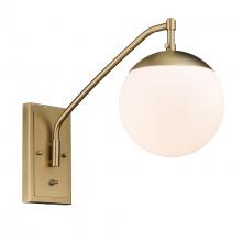 Golden 3699-A1W BCB-OP - Glenn BCB 1 Light Articulating Wall Sconce in Brushed Champagne Bronze with Opal Glass Shade