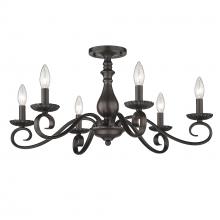 Golden 3712-6SF RBZ - Larrick 6 Light Semi-Flush - Large in Rubbed Bronze