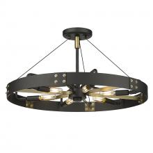 Golden 3866-MSF NB-AB - Vaughn Medium Semi-Flush in Natural Black with Aged Brass Accents