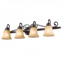 Golden 4074-4 RBZ - Belle Meade 4 Light Bath Vanity in Rubbed Bronze with Tea Stone Glass
