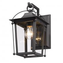 Golden 4305-OWM NB-CLR - Brigham Outdoor Medium Wall Sconce in Natural Black with Clear Glass Shade