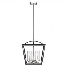 Golden 4309-3P BLK-SD - Mercer 3 Light Pendant in Matte Black with Chrome accents and Seeded Glass