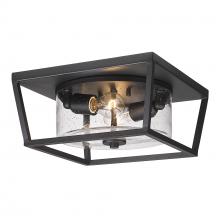 Golden 4309-OFM NB-SD - Mercer NB Flush Mount - Outdoor in Natural Black with Seeded Glass Shade