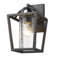 Golden 4309-OWM NB-SD - Mercer Outdoor Medium Wall Sconce in Natural Black with Seeded Glass