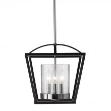 Golden 4309-SF BLK-SD - Mercer Semi-Flush in Matte Black with Chrome accents and Seeded Glass