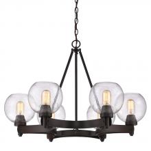 Golden 4855-6 RBZ-SD - Galveston 6-Light Chandelier in Rubbed Bronze with Seeded Glass