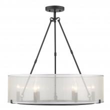 Golden 5019-6SF-XL BLK - Alyssa 6 Light Semi-Flush with (short and long rod) in Matte Black