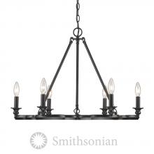Golden 5926-6 ABZ - Smithsonian Saxon 6 Light Chandelier in Aged Bronze