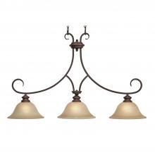 Golden 6005-10 RBZ - Lancaster 3 Light Linear Pendant in Rubbed Bronze with Antique Marbled Glass