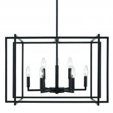 Golden 6070-9 BLK-BLK - Tribeca 9-Light Chandelier in Matte Black with Matte Black Accents