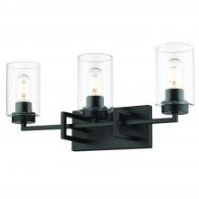 Golden 6070-BA3 BLK-BLK - Tribeca 3-Light Bath Vanity in Matte Black with Matte Black Accents
