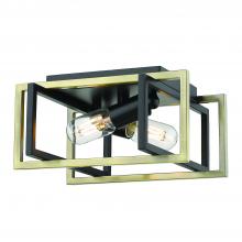 Golden 6070-FM BLK-AB - Tribeca Flush Mount in Matte Black with Aged Brass Accents