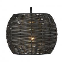 Golden 6074-OWM NB-BRW - Vail 1 Light Wall Sconce - Outdoor in Natural Black with Black Rattan Wicker Shade