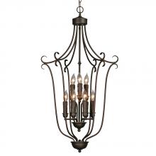 Golden 6427-9 RBZ - Multi-Family 2 Tier - 9 Light Caged Foyer in Rubbed Bronze with Drip Candlesticks