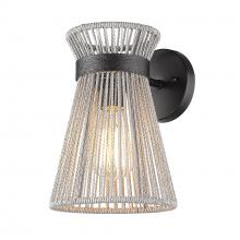 Golden 6938-1W BLK-BR - Avon 1 Light Wall Sconce in Matte Black with Bleached Raphia Rope