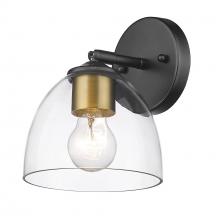 Golden 6958-1W BLK-BCB-CLR - Roxie 1 Light Wall Sconce in Matte Black with Brushed Champagne Bronze and Clear Glass Shade