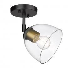 Golden 6958-SF BLK-BCB-CLR - Roxie Semi-Flush in Matte Black with Brushed Champagne Bronze and Clear Glass Shade