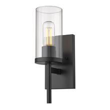 Golden 7011-1W BLK-CLR - Winslett Wall Sconce in Matte Black with Ribbed Clear Glas Shade