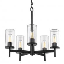 Golden 7011-5 BLK-CLR - 5 Light Chandelier