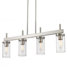 Golden 7011-LP PW-CLR - Winslett Linear Pendant in Pewter with Ribbed Clear Glass Shades