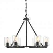 Golden 7041-6 BLK-CLR - 6 Light Chandelier