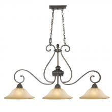 Golden 7116-10 LC - Mayfair 3 Light Linear Pendant in Leather Crackle with Crème Brulee Glass