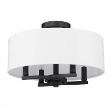 Golden 7154-SF BLK-MWS - Eliana 4 Light Semi-Flush in Matte Black with Modern White Shade