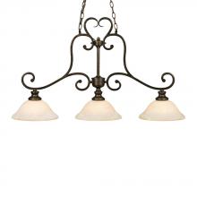 Golden 8063-10 BUS - Heartwood 3 Light Linear Pendant in Burnt Sienna with Tea Stone Glass