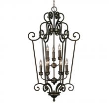 Golden 8063-CG9 BUS - Heartwood 2 Tier - 9 Light Caged Foyer in Burnt Sienna with Drip Candlesticks