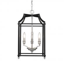 Golden 8401-3P PW-BLK - Leighton PW 3 Light Pendant in Pewter with Black