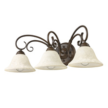 Golden 8606-BA3 RBZ-TEA - Homestead 3 Light Bath Vanity in Rubbed Bronze with Tea Stone Glass