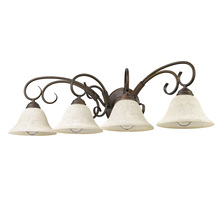 Golden 8606-BA4 RBZ-TEA - Homestead 4 Light Bath Vanity in Rubbed Bronze with Tea Stone Glass