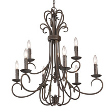 Golden 8606-CN9 RBZ - 2 Tier - 9 Light Candelabra Chandelier