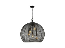 Golden 6802-L BLK - Calypso 5 Light Pendant in Matte Black with Matte Black Shade