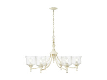 Golden 0806-6 AI-HWG - Keating 6 Light Chandelier in Antique Ivory with Hammered Water Glass Shade