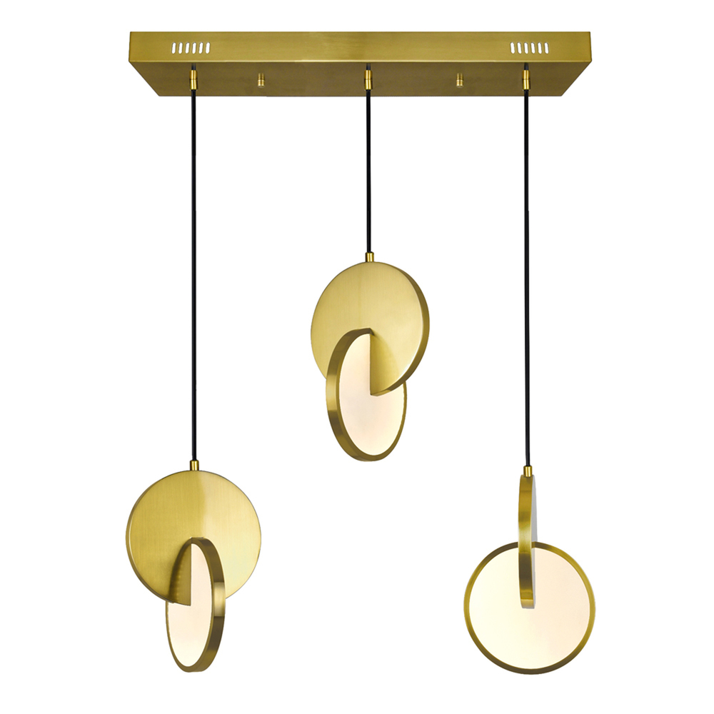 Tranche LED Island/Pool Table Chandelier With Brushed Brass Finish
