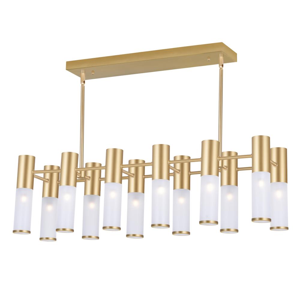 Pipes 12 Light Island/Pool Table Chandelier With Sun Gold Finish