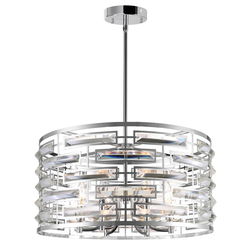 Petia 6 Light Drum Shade Chandelier With Chrome Finish