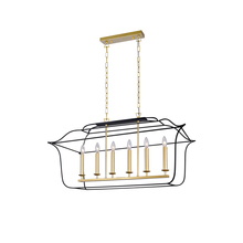 CWI Lighting 1223P36-6-602 - Tudor 6 Light Island/Pool Table Chandelier With Satin Gold & Black Finish