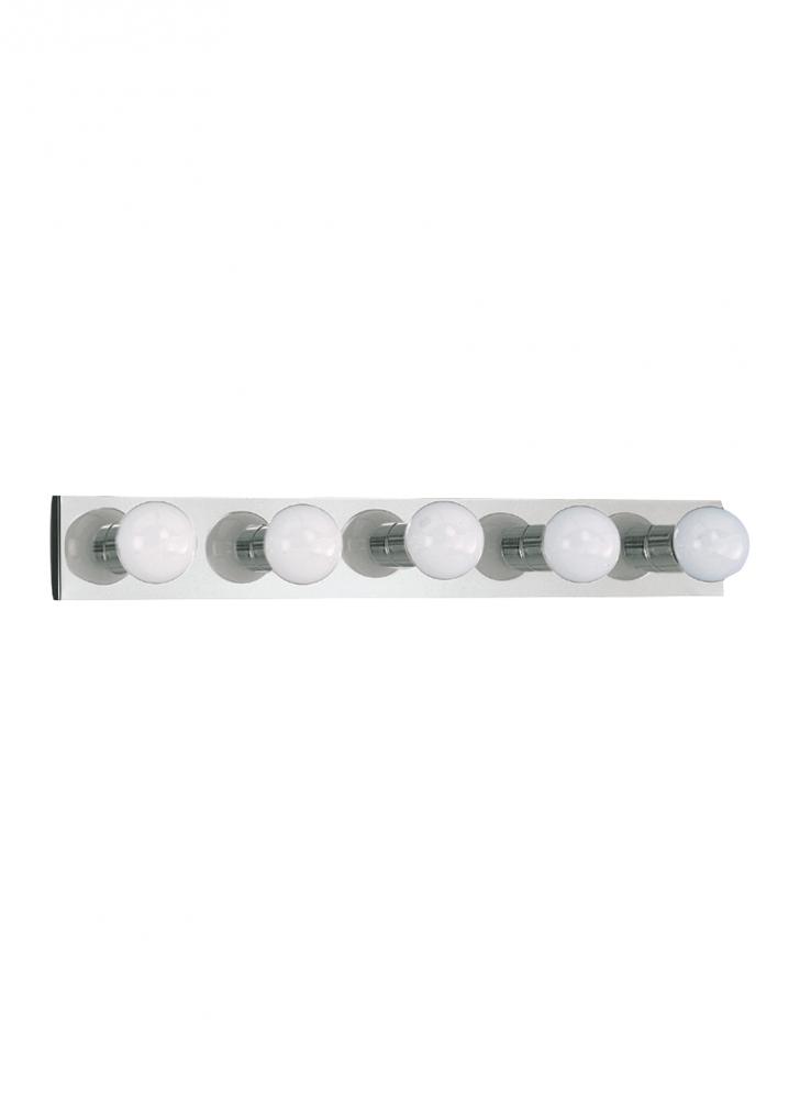 Center Stage traditional 5-light indoor dimmable bath vanity wall sconce in chrome silver finish