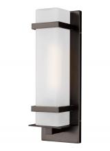 Generation Lighting 8520701-71 - Alban modern 1-light outdoor exterior small wall lantern in antique bronze finish with etched opal g